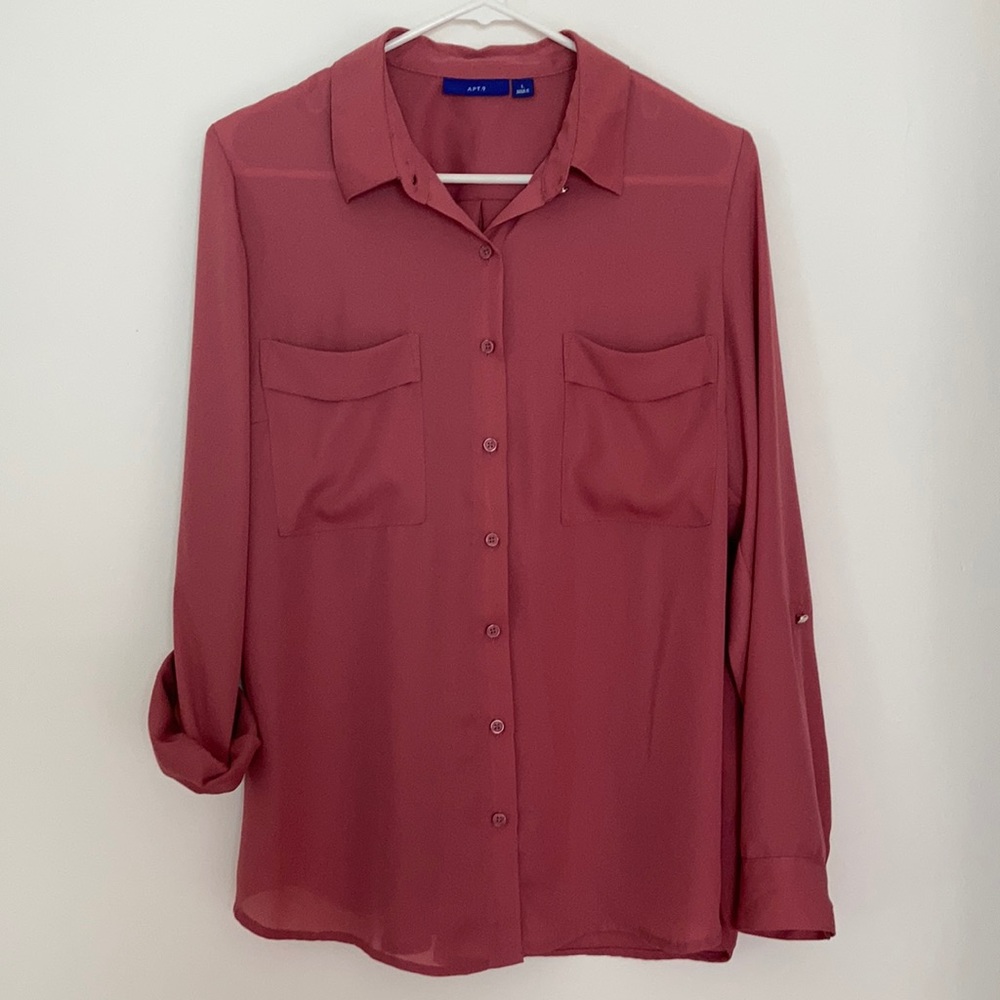 Apt. 9 Pink Button Up Blouse